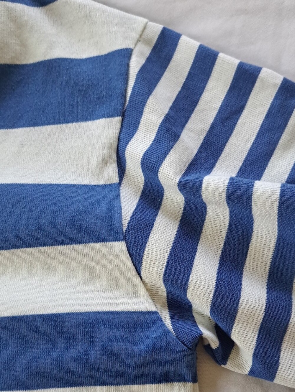 Vintage Sears 1970s Blue & White Striped Preppy Collared Polo Shirt Size M - Picture 9 of 10